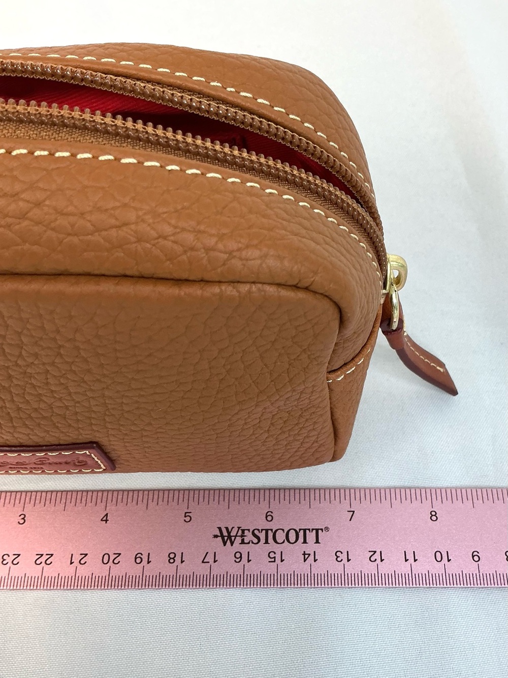 Dooney & Bourke Caramel Pebbled Leather Toiletry Cosmetic Bag - Picture 5 of 6